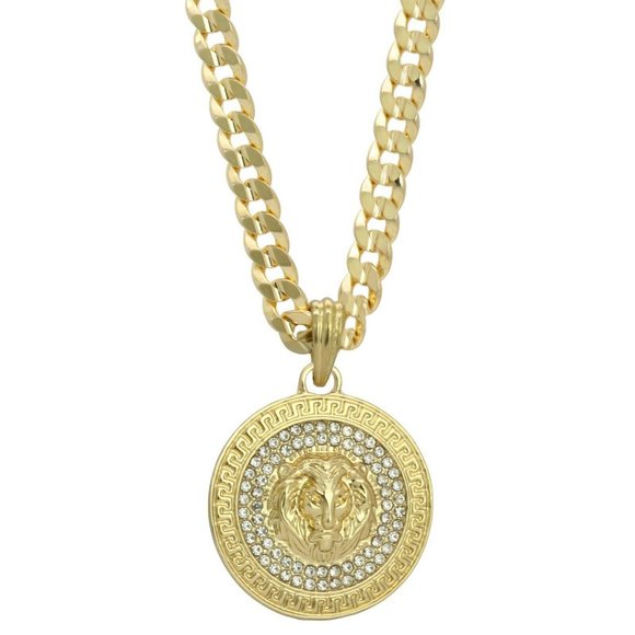 14k Gold Lion 30" Cuban Chain + Pendant